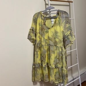 H&M lemon yellow tropical print mini